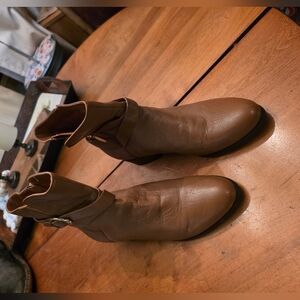 C Wonder Tan Booties with Buckle Detail ( Genuine Leather) 9